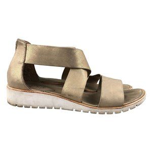EuroSoft Women's Size 10M Candace Gold Metallic Back Zip Open Toe Sandals